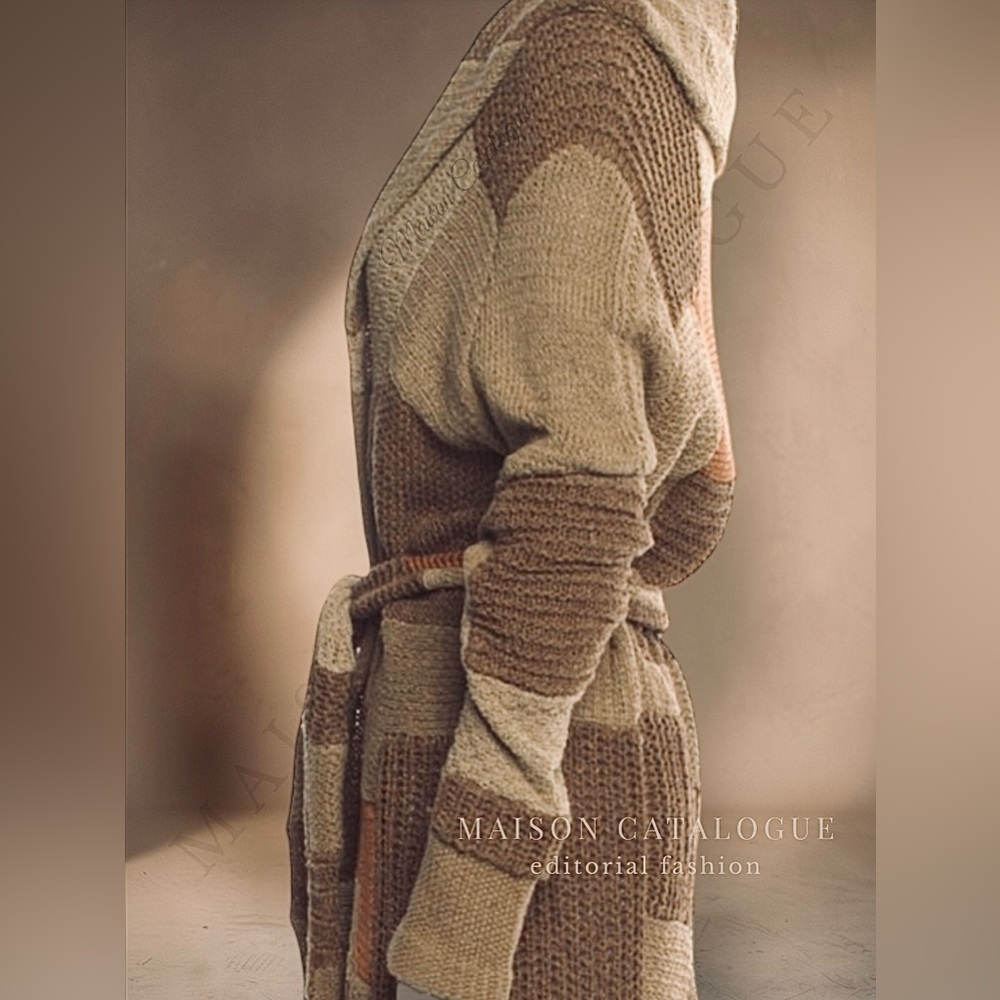 Ralph Lauren ‘02 Silk Linen Hand-knit Patchwork Belted Shawl Cardigan Sweater - Picture 13 of 16